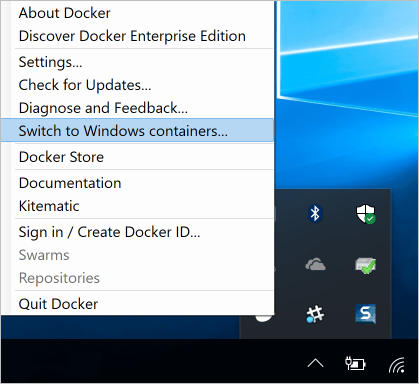 switch to windows containers