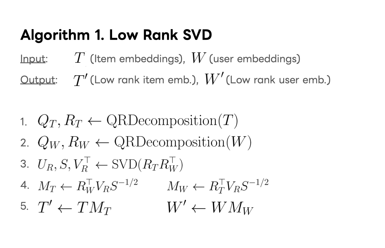 Low Rank SVD 의사 코드