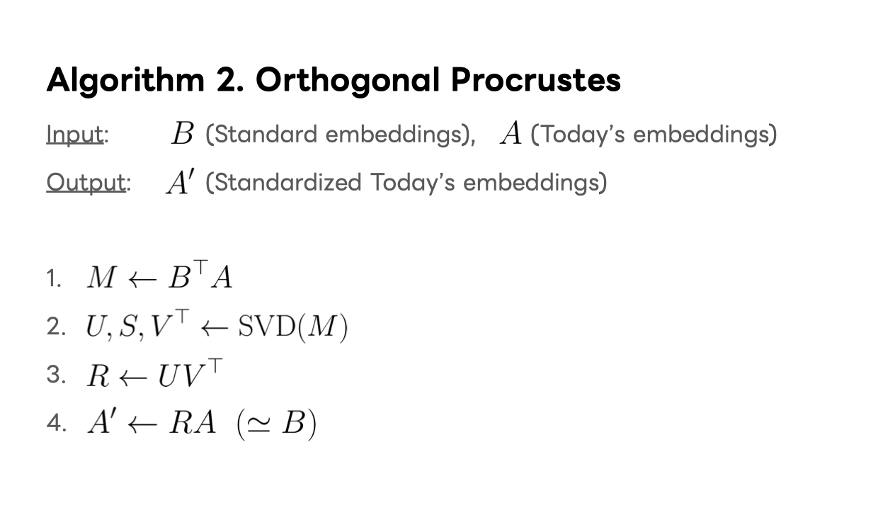 Orthogonal Procrustes 의사 코드