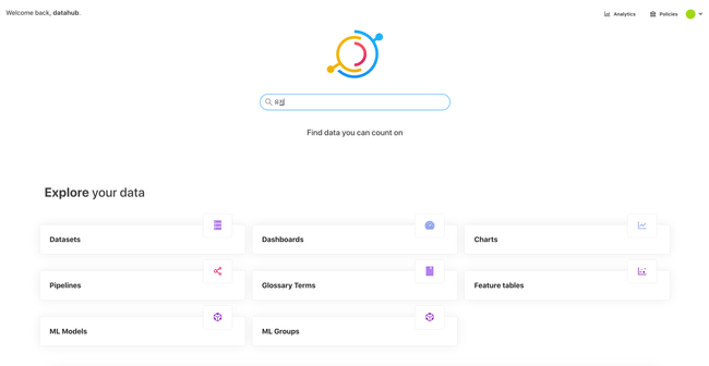 Datahub 메인 화면