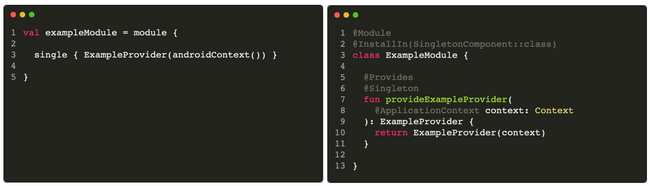 코드 비교 : Declare Module - Singleton