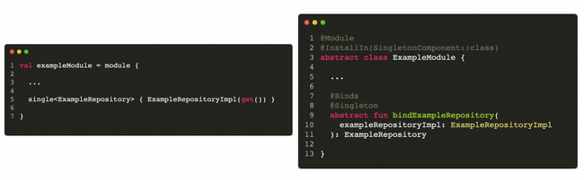 코드 비교 : Declare Module - Repository