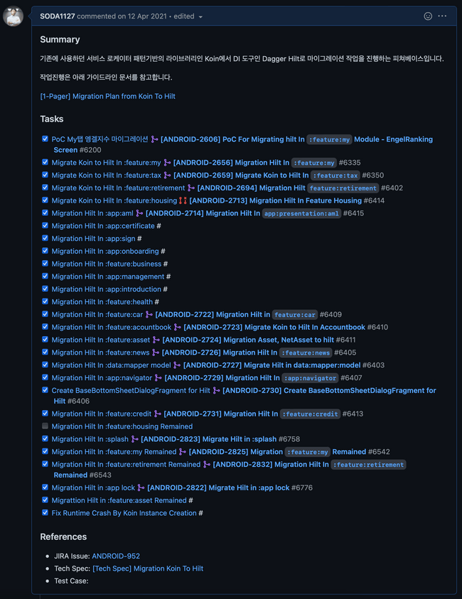 Feature Base of Migration to Hilt