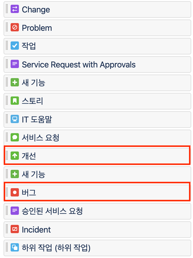 jira issue types