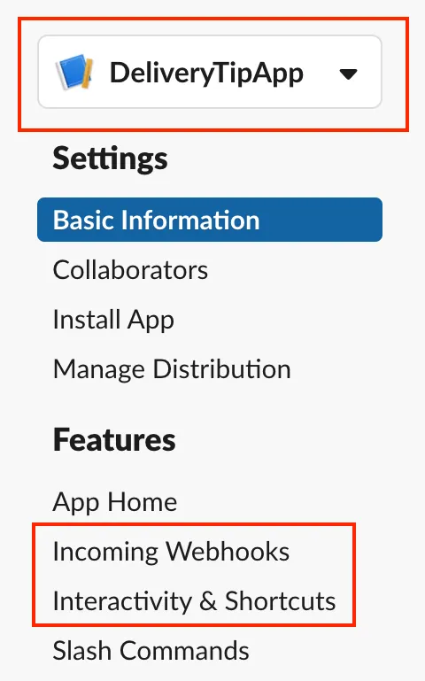 Slack App Menus